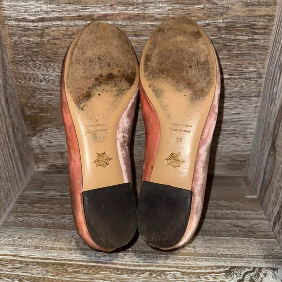 Charlotte Olympia Blush Pink Velvet Cat Kitty Loafer Flats - Picture 8 of 9
